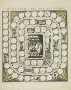 Game of Waterloo, 1815 Historiallinen Waterloon peli (otsikko esineessä) tekijältä J.B.D. Wibmer