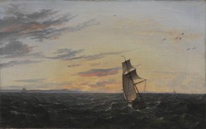Merimaisema. Rügenin saaren rannikko iltavalossa tekijältä Johan Christian Dahl