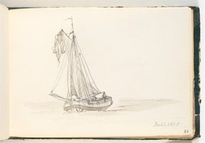 Suuri purjelaiva kovassa vedessä tekijältä Johan Christian Dahl