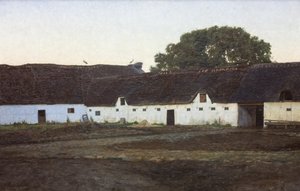 Maatila Vendsysselissä. Auringonlasku tekijältä J.C. Schlichtkrull