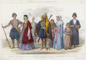 Georgian, Circessian ja Armenian Races (värillinen kaiverrus)