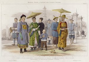 Mongol Race, kiina ja Cochin-kiina (värillinen kaiverrus)