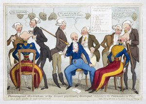 Frenologiset kuvitukset tai käytännössä kehitetty tiede, 1824 (värillinen etsaus)