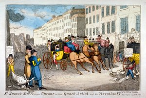 "St James Street hälinässä tai pukkataiteilija ja hänen hyökkääjät", 1819