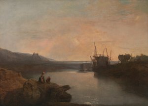 aHarlechin linna, Tygwyn-lautta, kesäillan hämärä, 1799. tekijältä Joseph Mallord William Turner