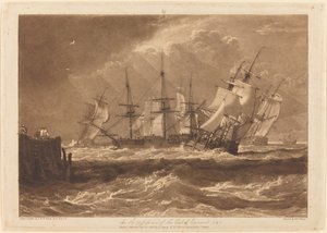 Ships in a Breeze, julkaistu 1808. tekijältä Joseph Mallord William Turner