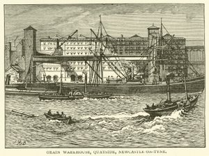 Viljavarasto, Quayside, Newcastle-on-Tyne (kaiverrus) tekijältä J.R. Brown