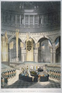 Lord Nelsonin hautausseremonia St Paulin katedraalissa Lontoon Cityssä, 1806 tekijältä JR Hamble