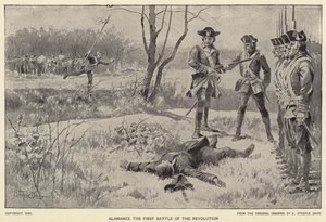 Alamance vallankumouksen ensimmäinen taistelu (litho)