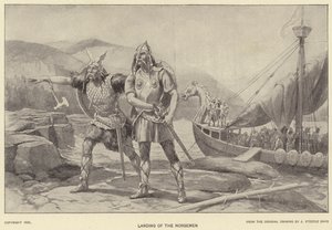 Norjalaisten maihinnousu (litho) tekijältä J. (after) Steeple Davis