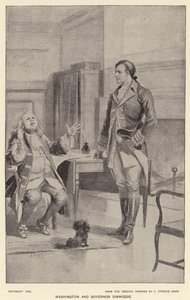 Washington ja kuvernööri Dinwiddie (litho) tekijältä J. (after) Steeple Davis