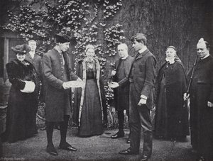 Pannukakkua heittelemässä Westminster Schoolissa, Victor vastaanottamassa Guineaansa tekijältä J. Benjamin Stone
