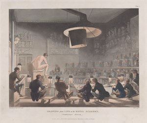 Piirros elämästä Royal Academyssa, Somerset House, 1. tammikuuta 1808, 1. tammikuuta 1808.