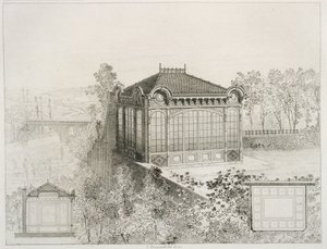 Puutarhapaviljongin suunnitelmat ja korkeus, n.1880
