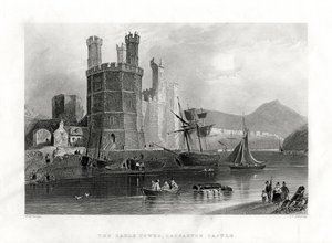 Eagle Tower, Carnarvonin linna, Caernarfon, Pohjois-Wales, 1860