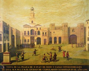 Plaza de San Juan de Dios vuonna 1596 (öljy kankaalle) tekijältä J. Garcia