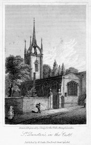 St Dunstanin kirkko idässä, Lontoon kaupunki, 1816.