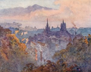 Lausanne signaalin suunnasta (värilitografia) tekijältä J. Hardwicke Lewis