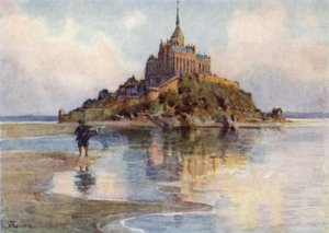 Mont St Michel, Tombelaine, ilta (väri litho)