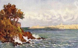 St Malo Priory Beachiltä, Dinard (väri litho)