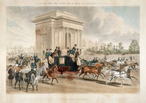Hevosvaunut Hyde Park Cornerissa Lontoossa, 1838