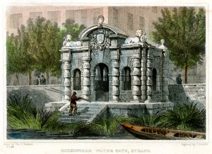 Buckingham Water Gate, Strand, Westminster, Lontoo, 1830. tekijältä J Henshall