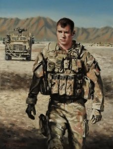 RAF-luutnantti, 2022-23 (öljy kankaalle) tekijältä J Hugh L Beattie