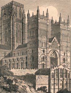 Luoteisnäkymä Durhamin katedraalista, n. 1843. tekijältä J. Jackson