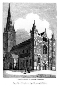 Luoteisnäkymä Salisburyn katedraalista, 1843 tekijältä J. Jackson