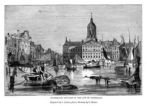 Kaupungintalo ja osa Amsterdamin kaupunkia, 1843