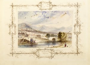 Näkymä Houstonista, noin 1846 (akvarelli vovirättipaperille, jossa on gelatiinikorosteita toissijaisella vovipaperilla). tekijältä J. Kick