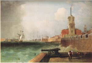 Portsmouthin sataman sisäänkäynti 1846 tekijältä J. Lynn