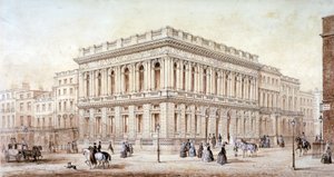 Näkymä Army and Navy Clubille Pall Mallissa, Westminster, Lontoo, c1853 tekijältä J Marchant