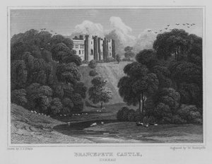 Brancepethin linna, Durham (kaiverrus) tekijältä John Preston Neale