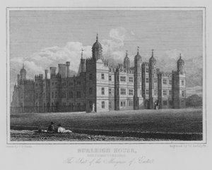 Burleigh House, Northamptonshire, Exeterin markiisin istuin (kaiverrus) tekijältä John Preston Neale