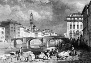 Ponte Santa Trinita, Firenze, Italia, 1800-luku.