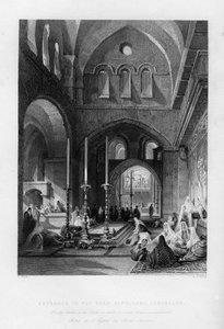 Pyhän haudan sisäänkäynti, Jerusalem, Israel, 1841.