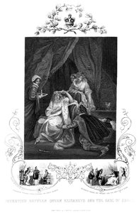 Kuningatar Elisabetin ja Essexin jaarlin haastattelu, 1800-luku. tekijältä J. Rogers