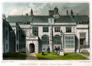 Pensioners Hall, Charterhouse, Lontoo, 1830. tekijältä J. Rogers
