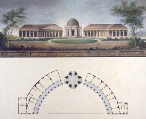 Auringon temppeli Bayreuthin Eremitaasissa noin 1780 (wc paperille) tekijältä J. Saher