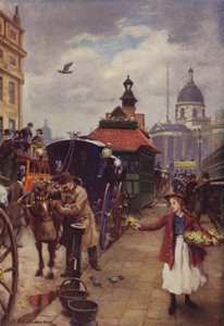 Taksimies ja hänen hevosensa (väri litho) tekijältä J. Williamson