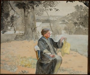 Sisar Helenan muotokuva puutarhassa tekijältä Jacek Malczewski