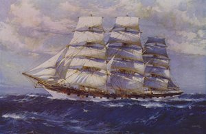 Purjelaiva Taranaki (väri litho)