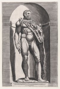 Rooman loiston peili: keisari Commodus Herkuleena, 1582, 1582. tekijältä Jacob(us) Bos.