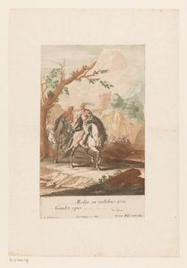 Els genets travessen la vall Medijs in vallibus acri Gaudet equo (títol sobre objecte)finès tekijältä Jacob Andreas Fridrich (I)
