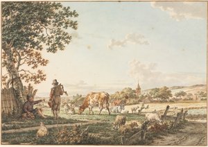 Pastoraalinen maisema kylän kanssa, 1799.