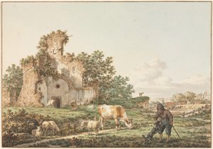 Pastoraalinen maisema raunioineen, 1799.