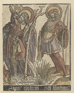Pyhät Christopher ja Sebastian Saints with Anna in Drieën (sarjan nimi) tekijältä Jacob Cornelisz van Oostsanen