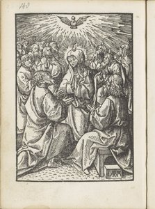 Pyhän Hengen vuodattaminen The Little Passion (sarjan nimi) tekijältä Jacob Cornelisz van Oostsanen