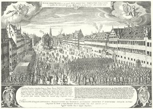 Augsburgin kaupunki kunnioittaa ruotsalaista Gustavus Adolphusta tekijältä Jacob Custodis
